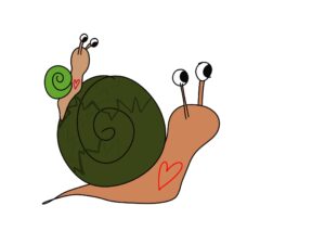 Kleine slak helpt grote slak zoveel mogelijk.